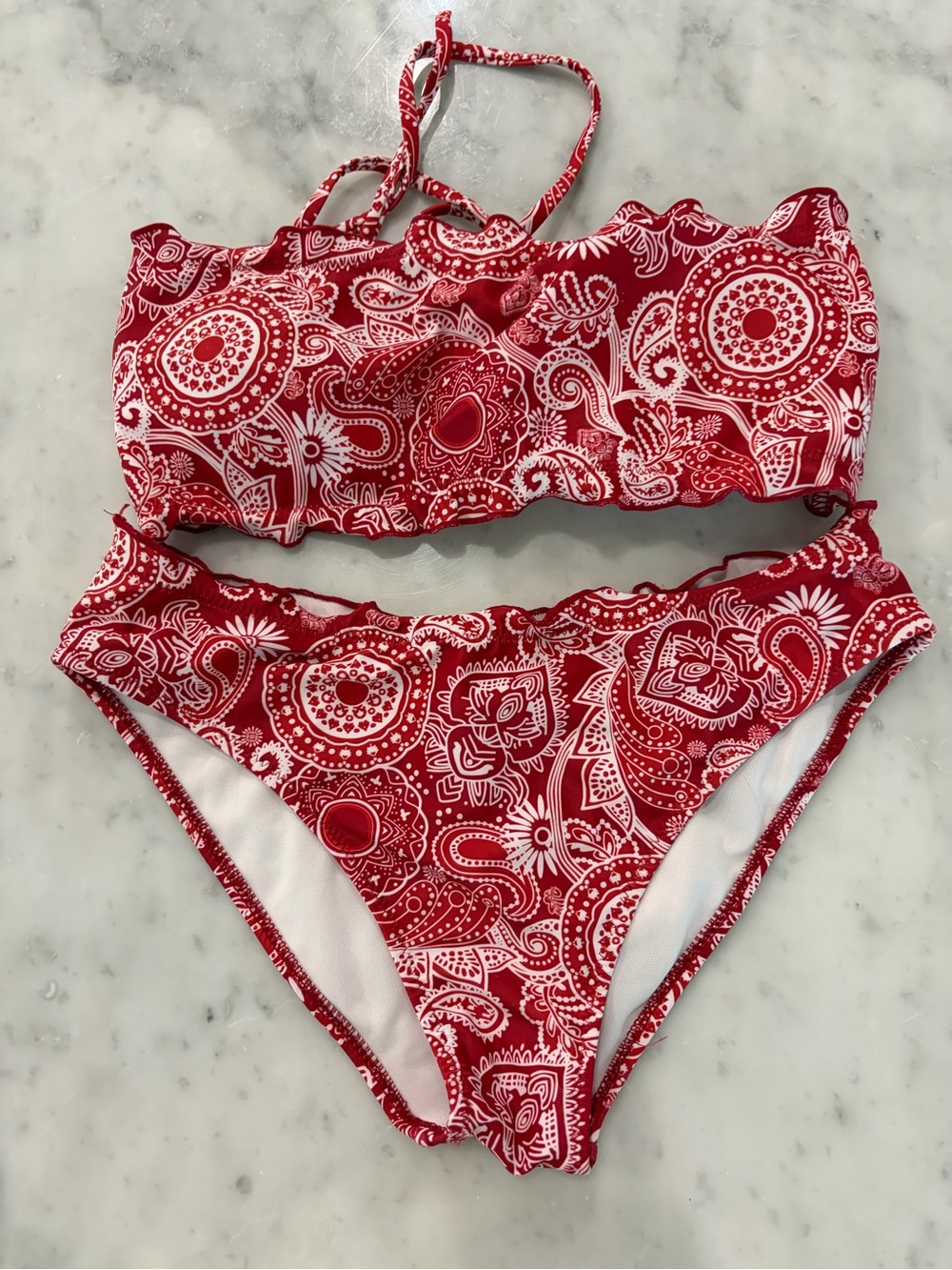 Red Paisley Two-Piece Bikini